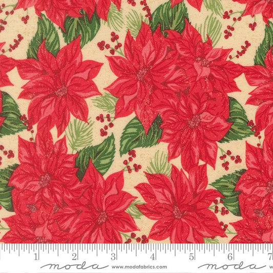 Vintage Poinsettia Natural Holiday Cheer Stacy Iest Hsu Moda Fabric Fetish