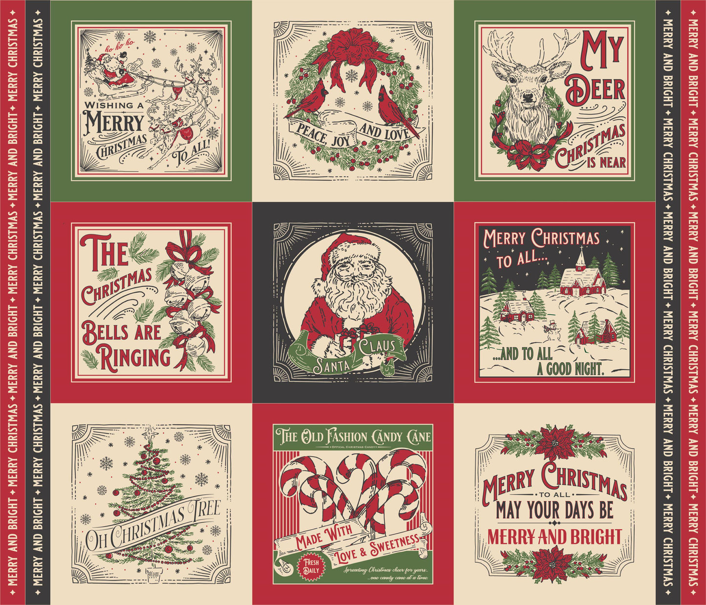 Christmas Panel Panel 36" x 44" Holiday Cheer Stacy Iest Hsu Moda Fabric Fetish