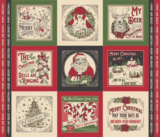 Christmas Panel Panel 36" x 44" Holiday Cheer Stacy Iest Hsu Moda Fabric Fetish