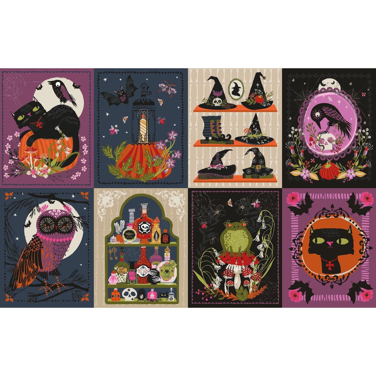 29 Inch Panel Hocus Pocus Helen Black Thread and Ink Fabric Fetish
