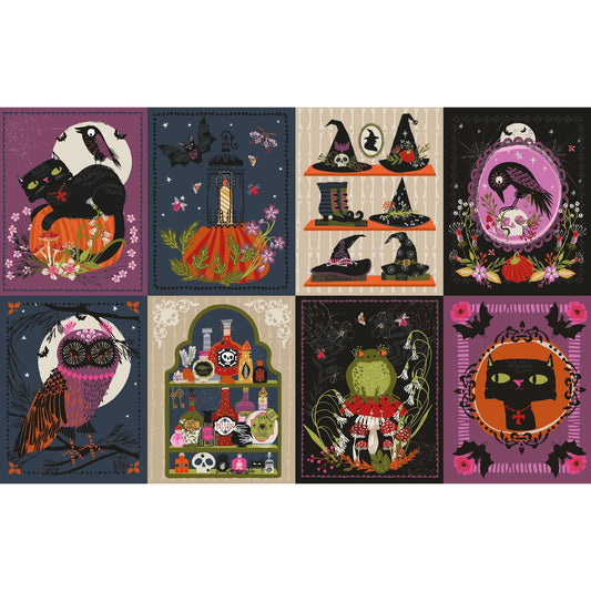 29 Inch Panel Hocus Pocus Helen Black Thread and Ink Fabric Fetish