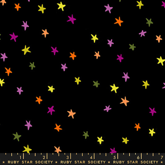 Starry Spooky Black Halloween Freaky Familiars Ruby Star Society Fabric Moda Fabric Fetish