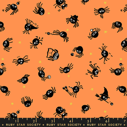 Spiders Pumpkin Freaky Familiars Ruby Star Society Fabric Moda Fabric Fetish