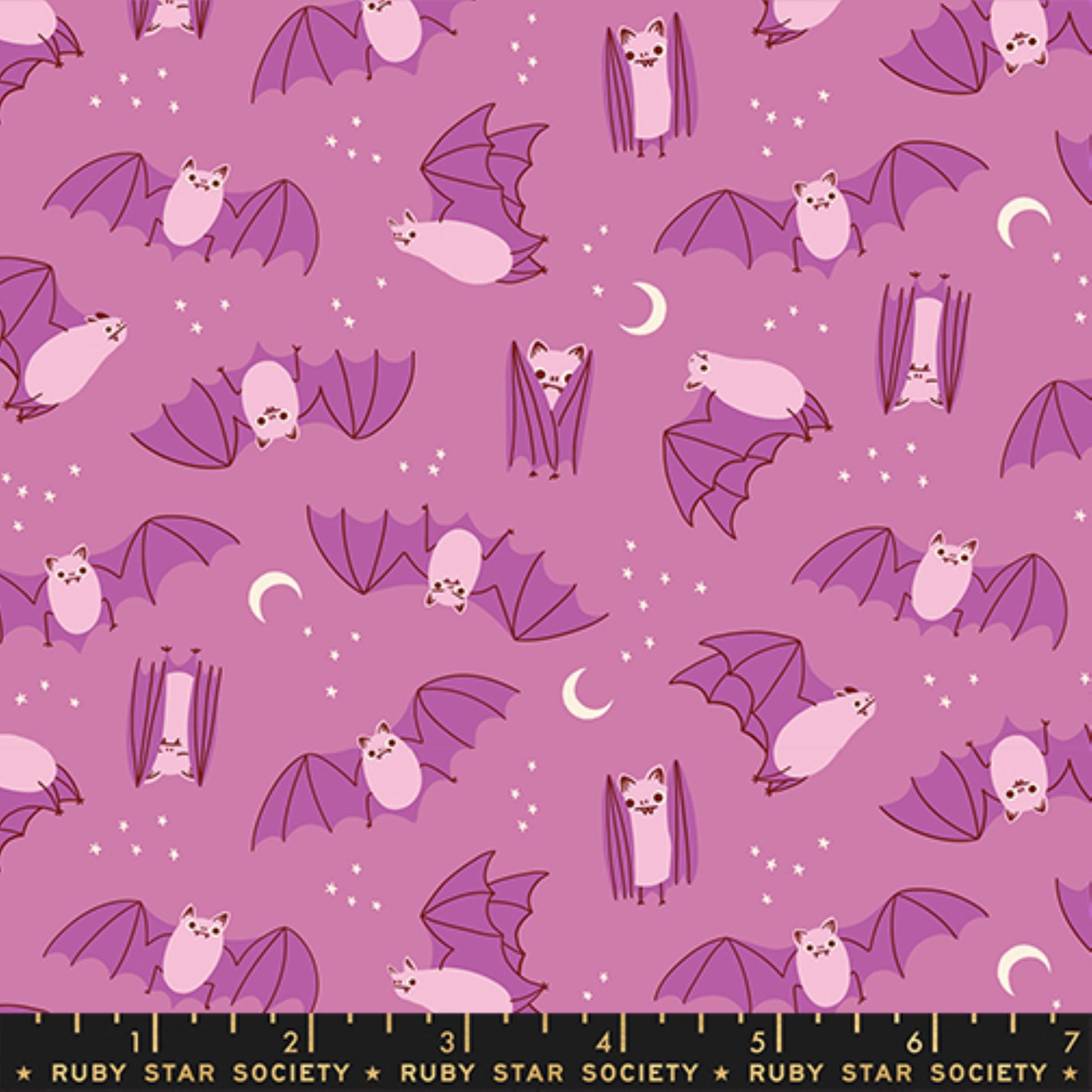 Fat Bats Heliotrope Freaky Familiars Ruby Star Society Fabric Moda Fabric Fetish