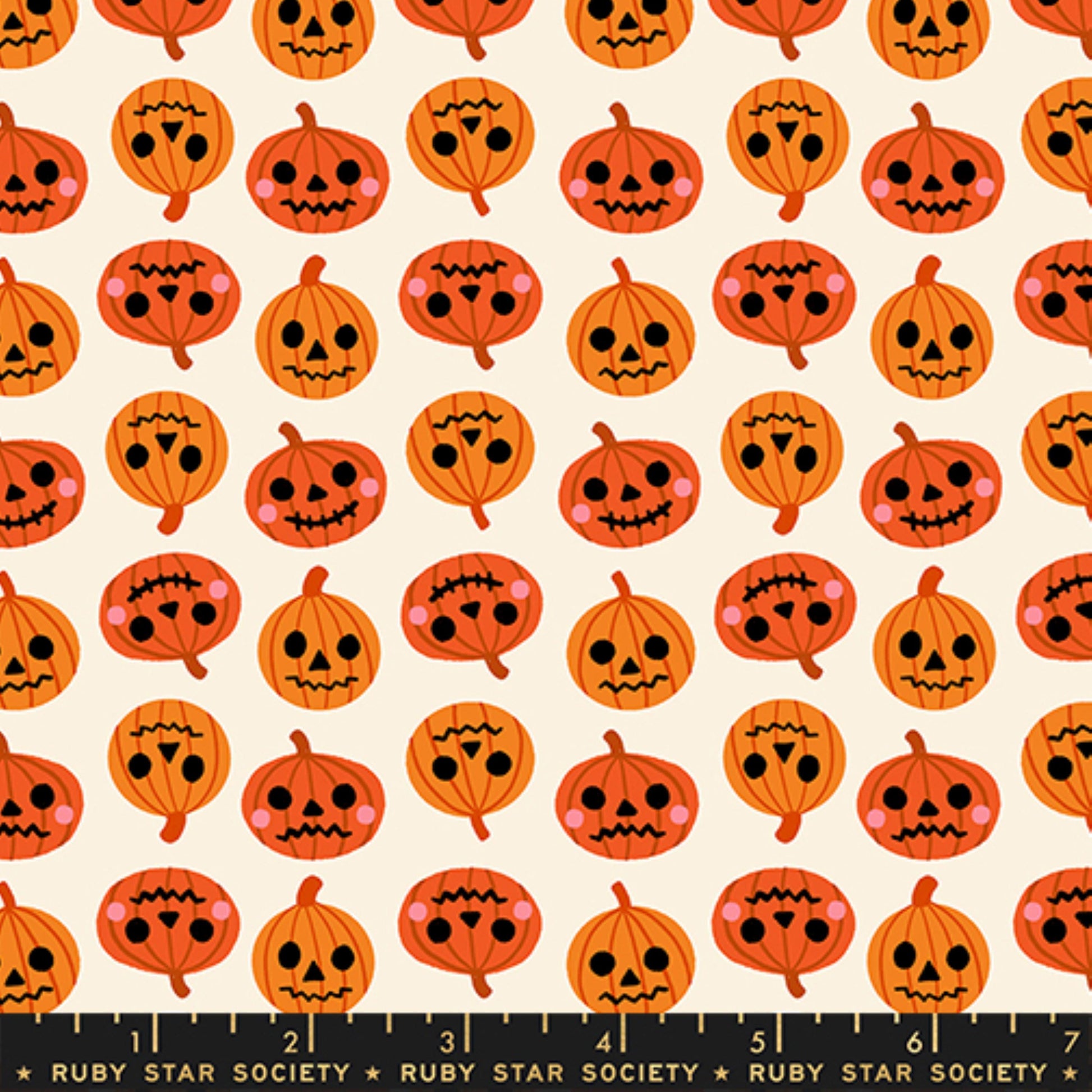 Pumpkin Party Orange Freaky Familiars Ruby Star Society Fabric Moda Fabric Fetish