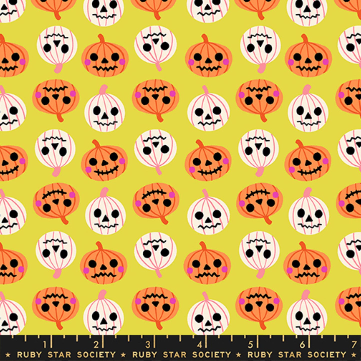 Pumpkin Party Citron Freaky Familiars Ruby Star Society Fabric Moda Fabric Fetish