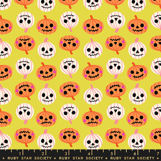 Pumpkin Party Citron Freaky Familiars Ruby Star Society Fabric Moda Fabric Fetish