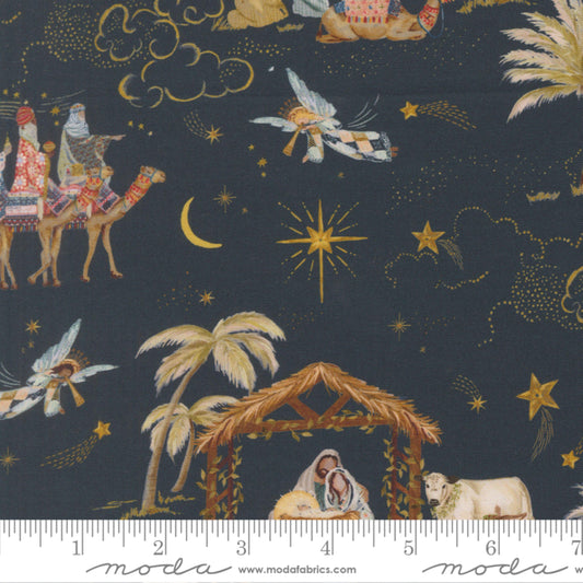 Nativity Holy Night Silent Night Watercolor Heart Moda Fabric Fetish