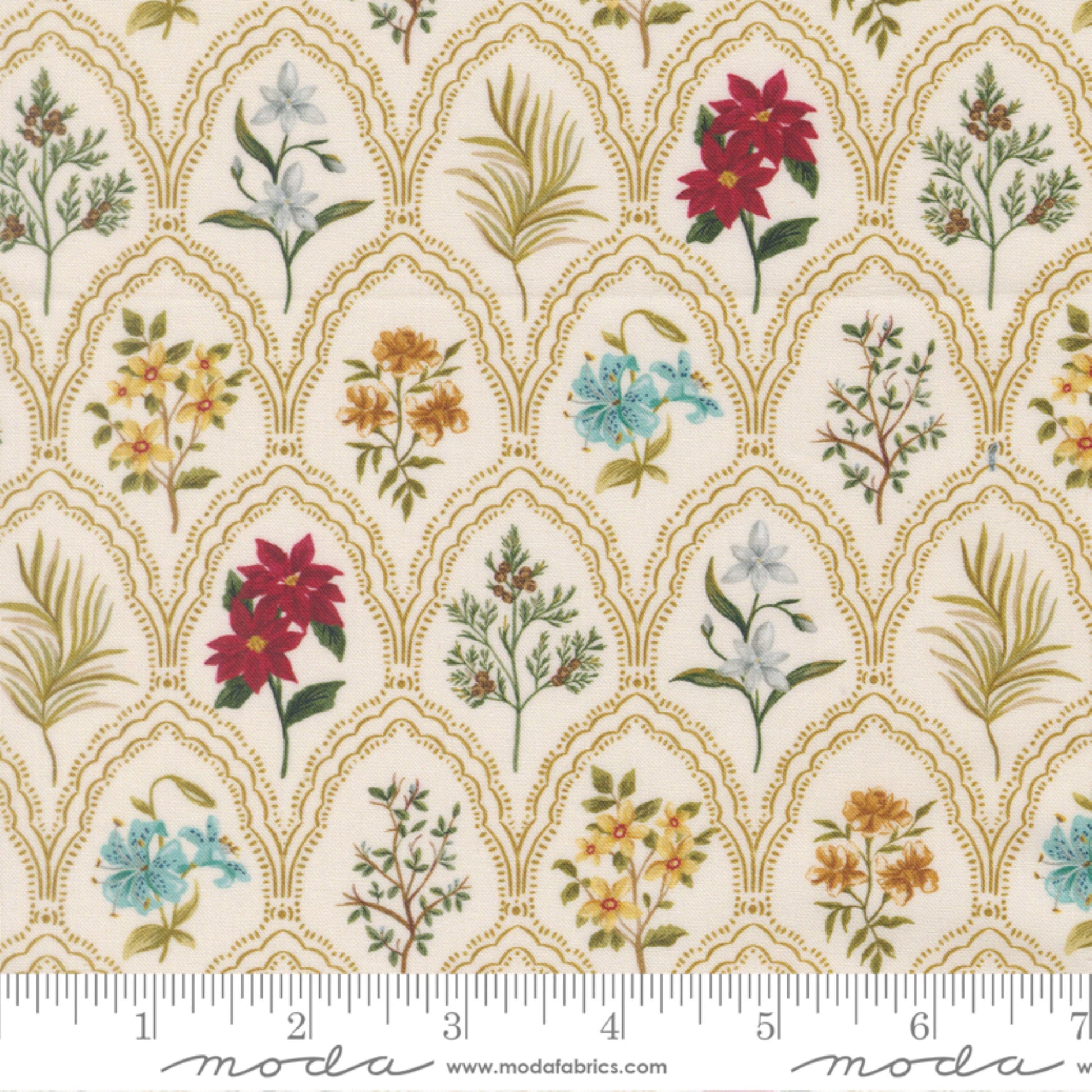 Come Bearing Blooms Lamb Silent Night Watercolor Heart Moda Fabric Fetish
