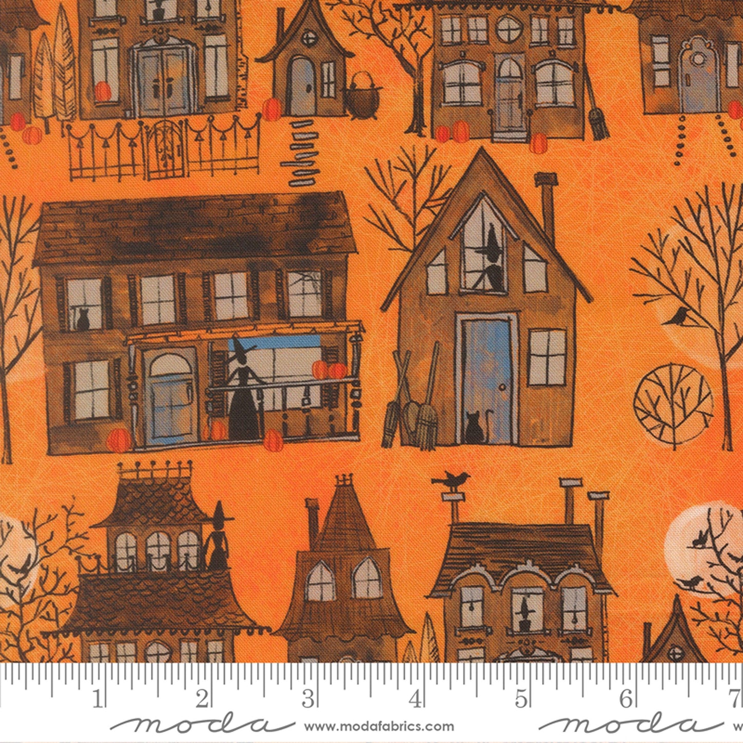 Witch Village Pumpkin Coven Robin Pickens Moda Fabric Fetish