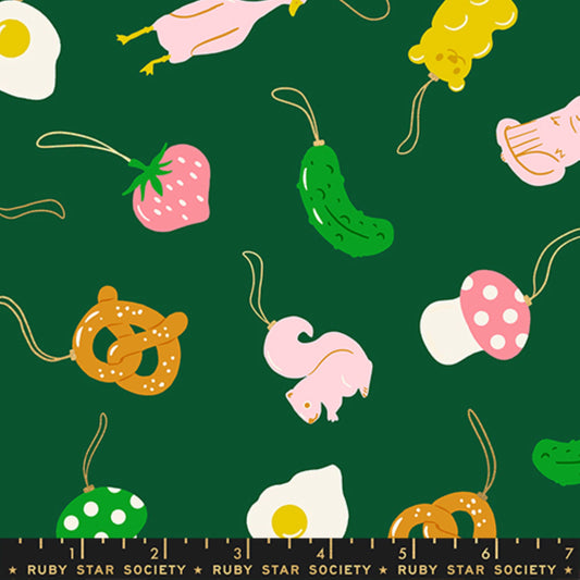 Find the Pickle Jade Gold METALLIC Merry Happy Kimberly Kight Ruby Star Society Fabric Moda Fabric Fetish