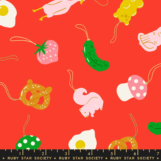 Find the Pickle Lollipop Gold METALLIC Merry Happy Kimberly Kight Ruby Star Society Fabric Moda Fabric Fetish