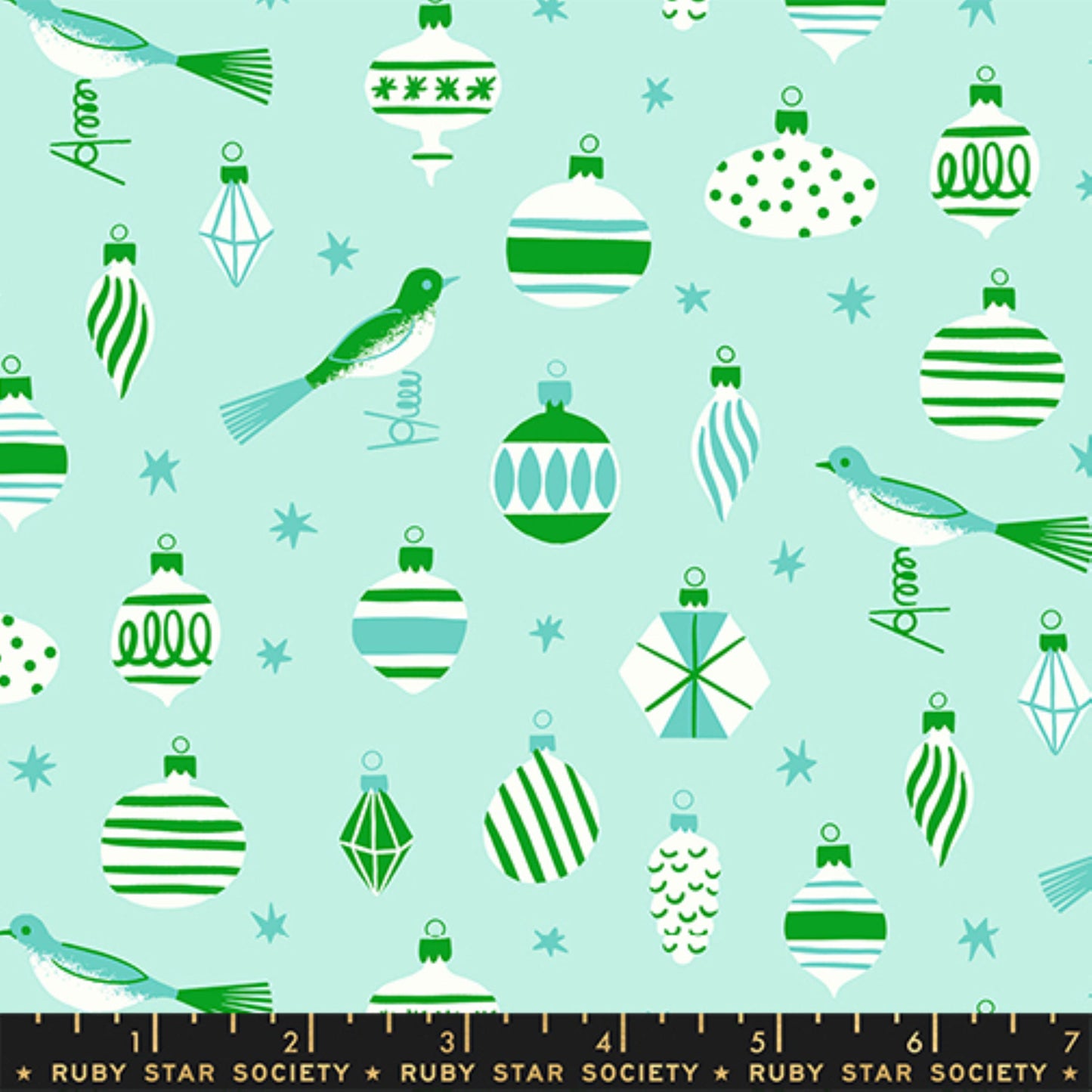 Baubles Mint Merry Happy Kimberly Kight Ruby Star Society Fabric Moda Fabric Fetish