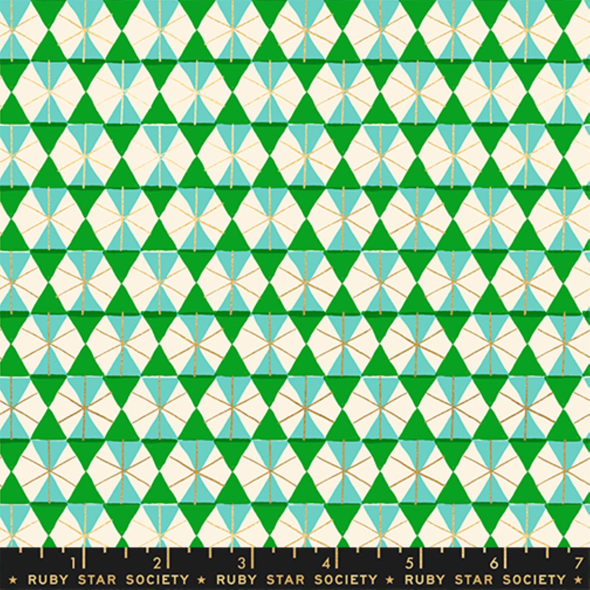 Happy Hexie Verdant Gold METALLIC Merry Happy Kimberly Kight Ruby Star Society Fabric Moda Fabric Fetish