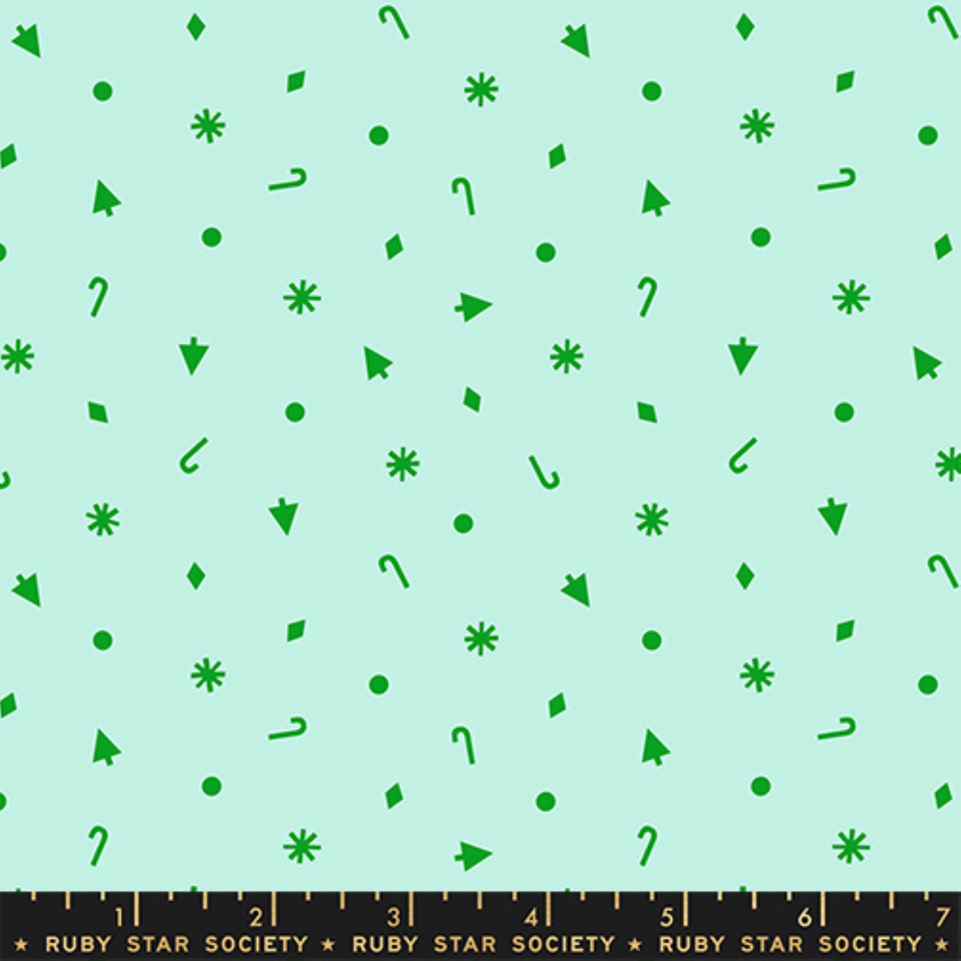 Christmas Confetti Mint Merry Happy Kimberly Kight Ruby Star Society Fabric Moda Fabric Fetish