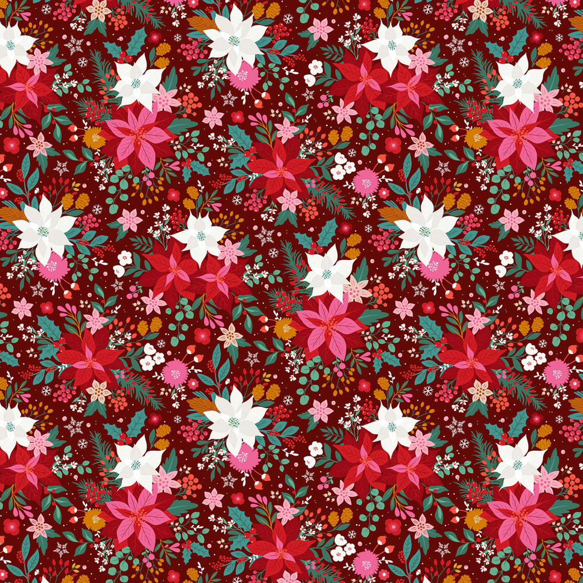 Poinsettia Deck the Halls Bethan Janine Thread & Ink Fabric Fetish