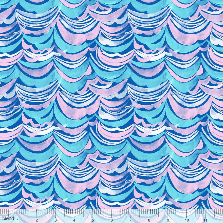 blend fabrics arctic playground watercolor waves pink clearance Fabric Fetish