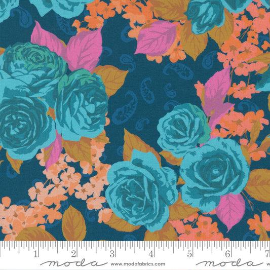 moda fabric crystal manning paisley rose vivienne floral turquoise 1 Fabric Fetish