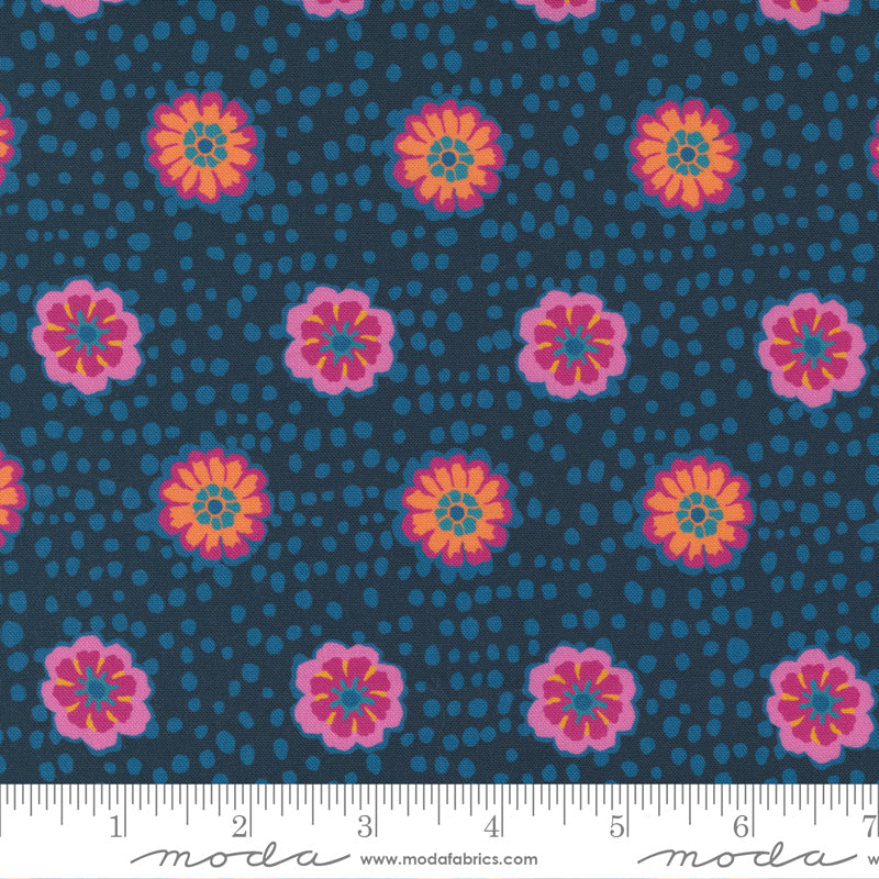 moda fabric crystal manning paisley rose flower drops floral prussian blue Fabric Fetish