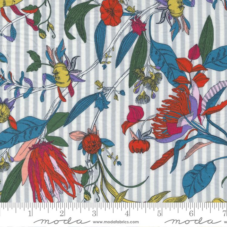 moda fabric jenn kingwell the lookout floral stripe off white Fabric Fetish