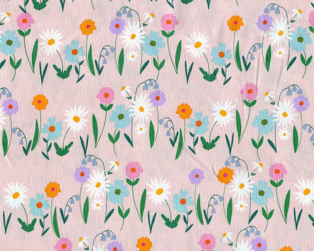 windham fabrics daisy chain field of flowers pink Fabric Fetish