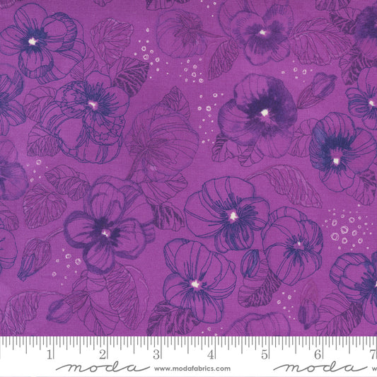 Pansy's Posies - Pansies Watercolor Plum - Robin Pickens- Moda 100% Quilters Cotton