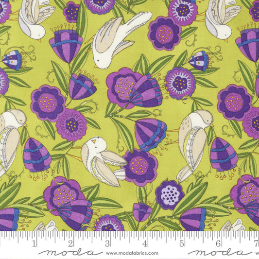 Pansy's Posies - Birdies in the Posies Leaf - Robin Pickens- Moda 100% Quilters Cotton