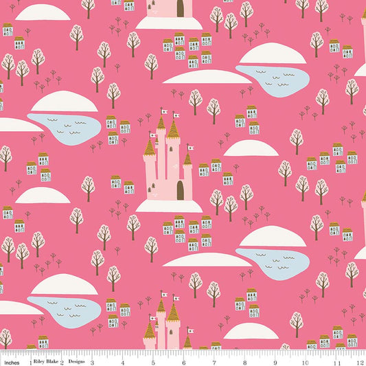 riley blake fabrics guinevere castle hot pink clearance Fabric Fetish