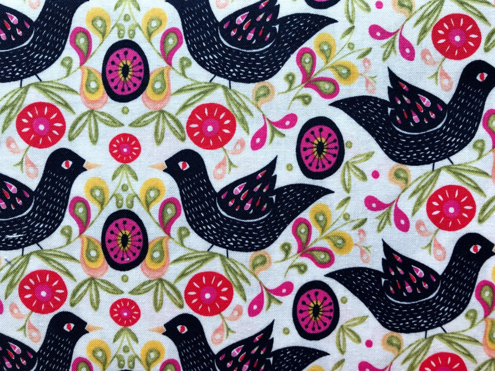 freespirit fabrics garden dreams birds black Fabric Fetish