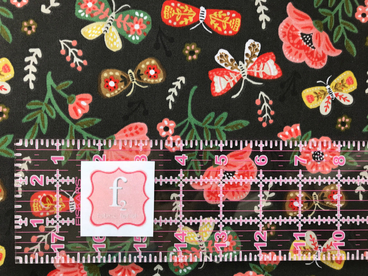 quilters palette glorious garden brown flowers butterflies Fabric Fetish
