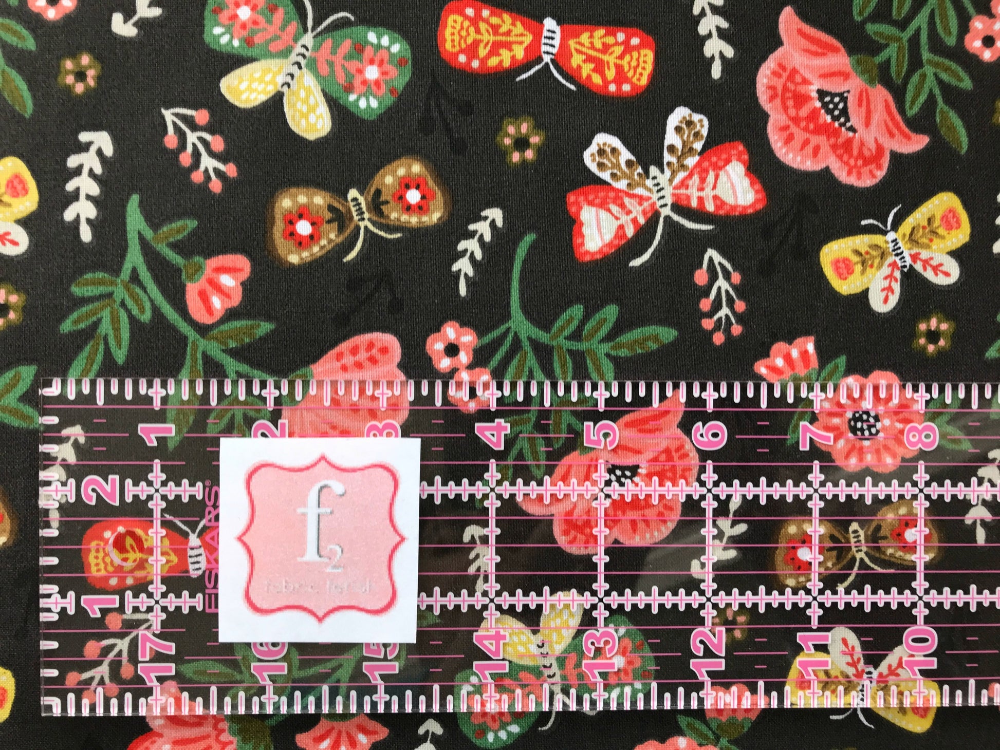quilters palette glorious garden brown flowers butterflies Fabric Fetish