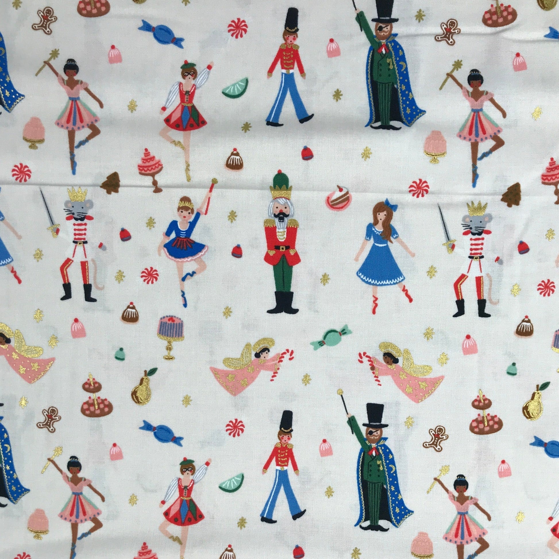 Rifle Paper Co Holiday Classics Land Of Sweets Cream Gold Metallic Fabric Fetish