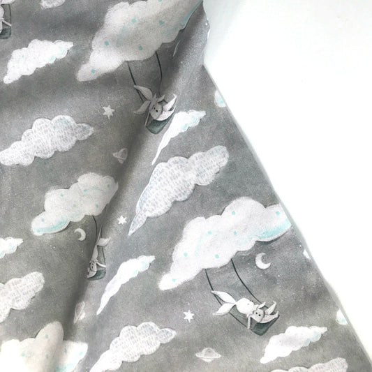 3 wishes fabric editions adventures in the sky bunny swing grey fabric fetish