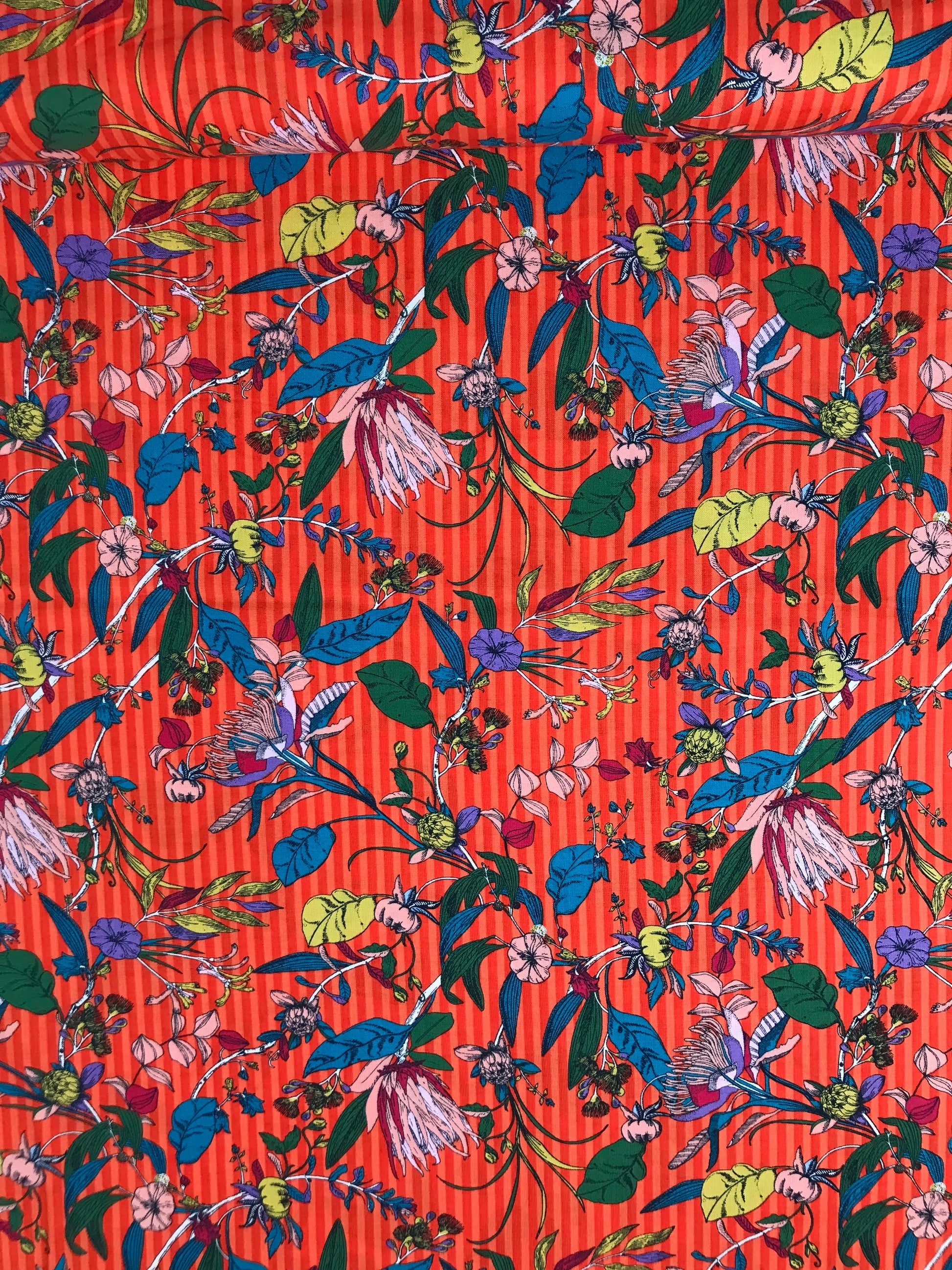 moda fabric jen kingwell the lookout floral stripe mango Fabric Fetish