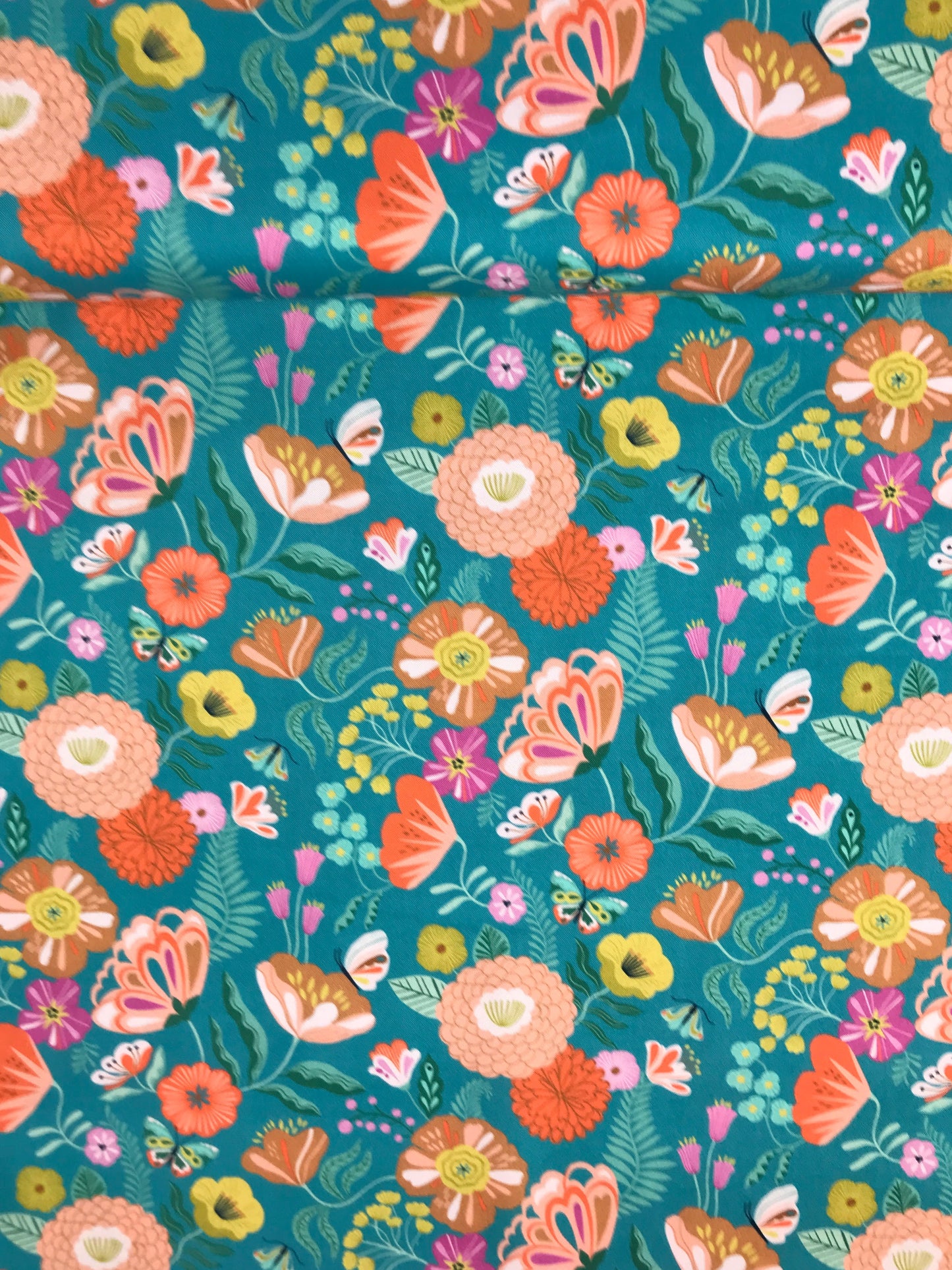 dashwood studio flutter by bethan janine main floral turquoise quilters cotton flut2074 Fabric Fetish