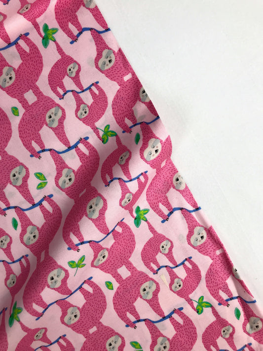 alexander henry fabric monkey bizness sleepy sloths pink Fabric Fetish