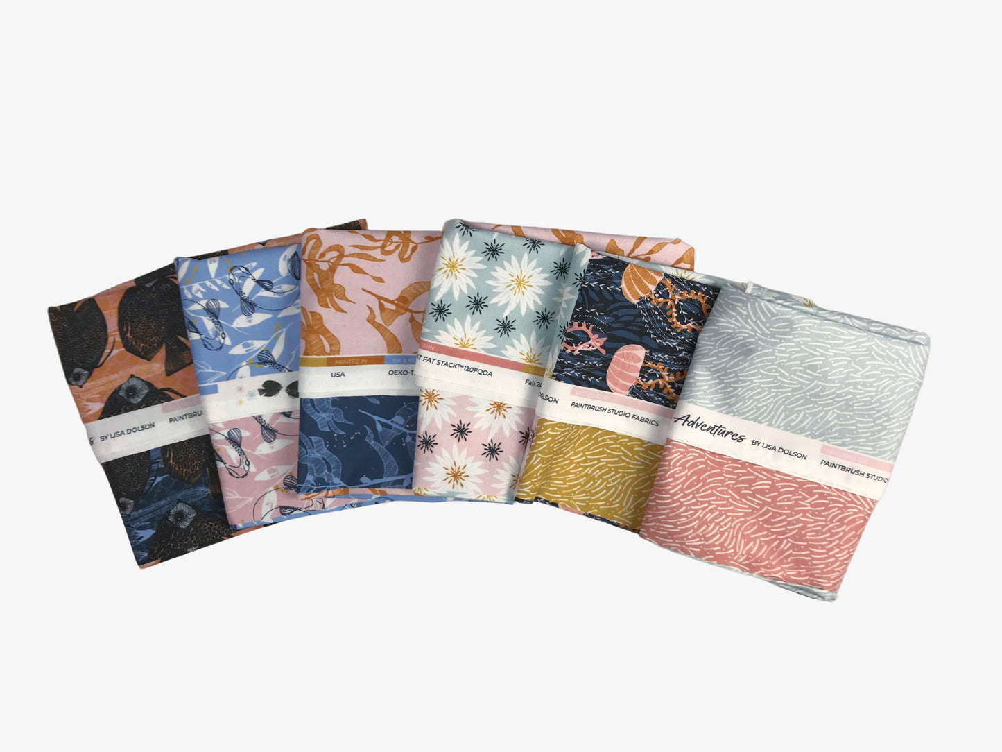 Paintbrush Studio Fabrics -  Lisa Dolson - Ocean Adventures - Flat Fat Quarter Stack Bundle 12pcs