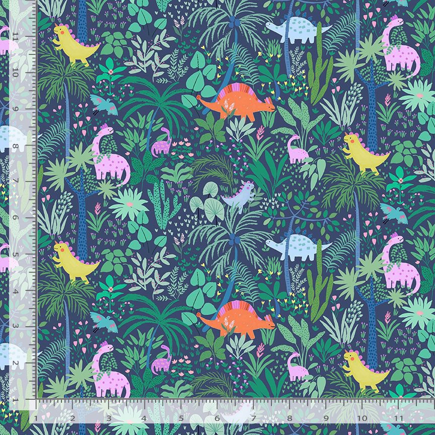Dear Stella - Here Me Roar - Welcome to the Jungle Navy - House Designer - Dear Stella Fabric -Quilters Cotton