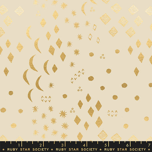Moonrise Sandbox Gold Metallic - First Light - Alexia Abegg - Ruby Star Society Fabric - Moda 100% Quilters Cotton Fabric Fetish