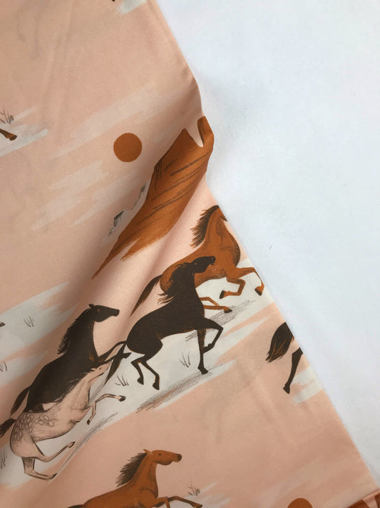 Stampede Peach Desert Horses Carrie Shryock Paintbrush Studio Fabric 100% Quilters Cotton 120 2021375 Fabric Fetish