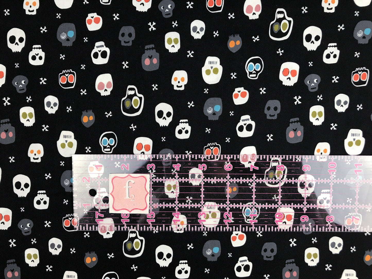 Skull and Bones Trick or Treat Stephanie Thannhauser Dashwood Studio Quilters Cotton 2189 TRICK Fabric Fetish
