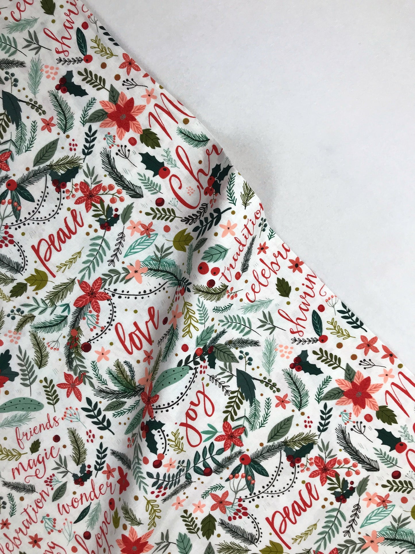 Family Wishes Ivory Christmas Squad Mia Charro Freespirit Fabrics 100% Quilters Cotton Fabric Fetish