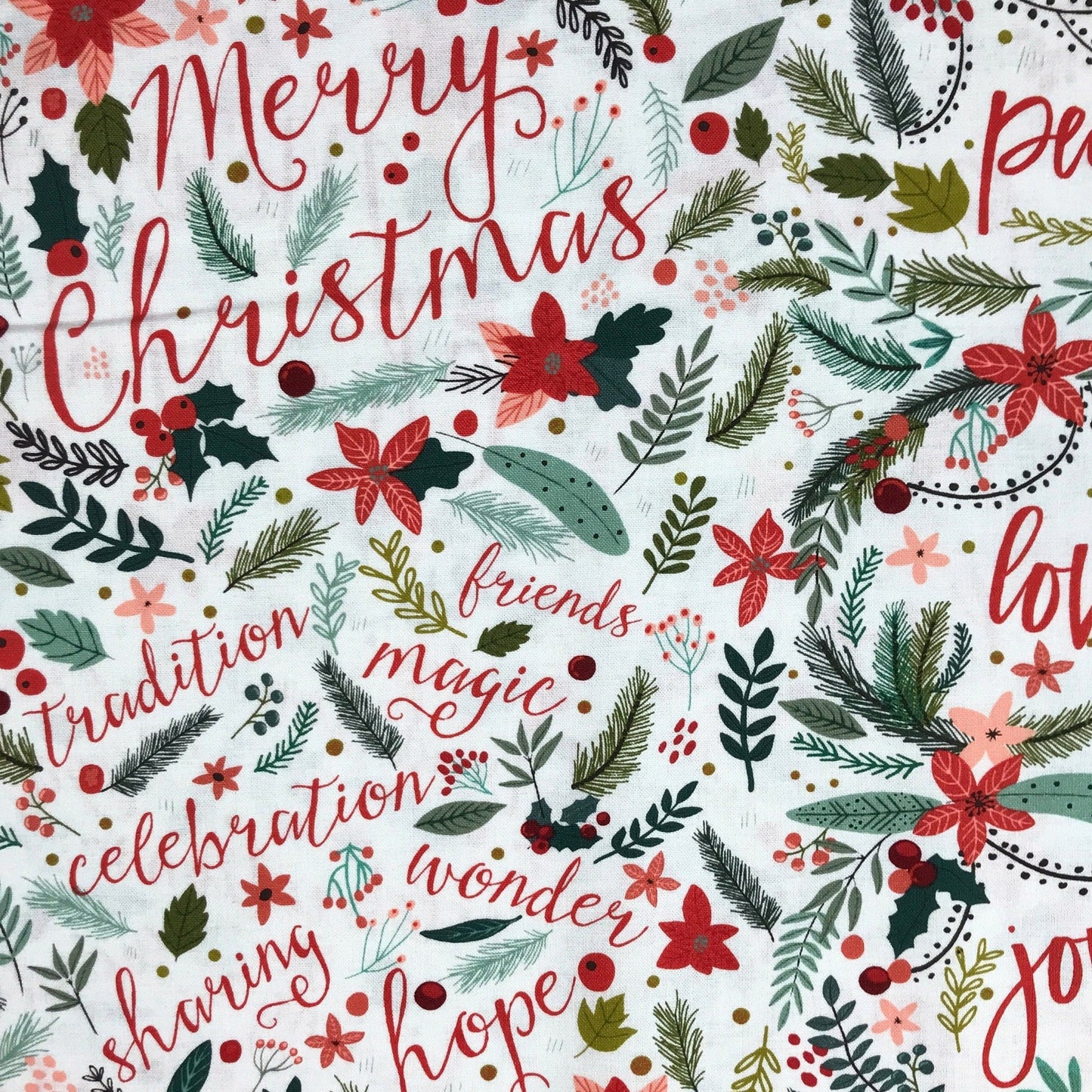 Family Wishes Ivory Christmas Squad Mia Charro Freespirit Fabrics 100% Quilters Cotton Fabric Fetish