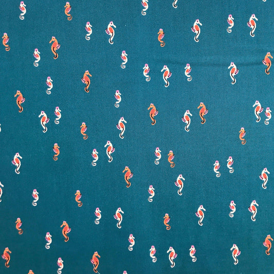 Seahorses Aqua Aquatic Paradise Louise Cunningham Dashwood Studio Quilters Cotton 2104 AQUA Fabric Fetish