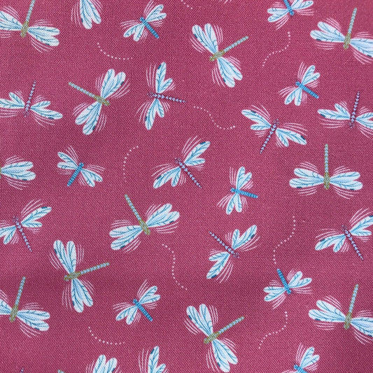 Dragonflies Pink Pond Tales Rebecca Elfast Figo Fabrics 100% Quilters Cotton Fabric Fetish