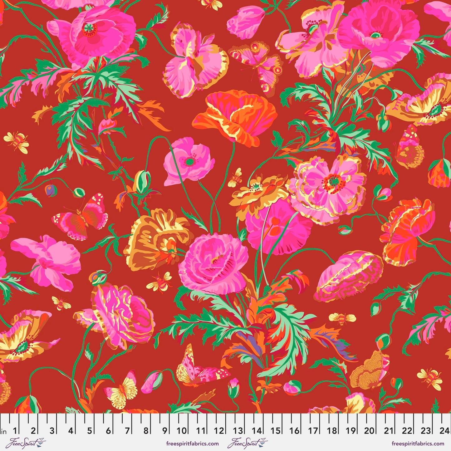 Meadow Red August 2022 Philip Jacobs Kaffe Fassett Collective 100% Quilters Cotton Fabric Fetish