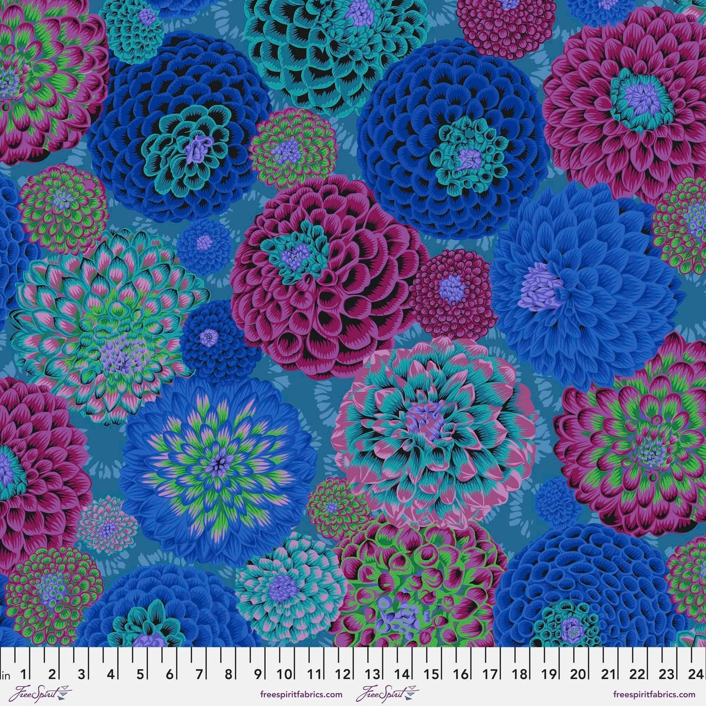 Flora Blue August 2022 Philip Jacobs Kaffe Fassett Collective 100% Quilters Cotton Fabric Fetish