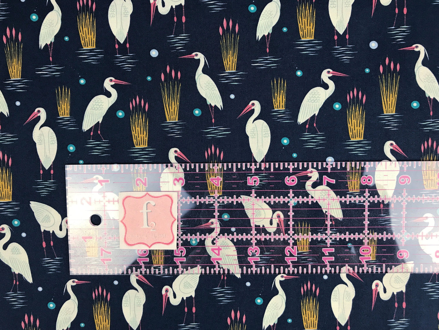 Birds Navy Multi Pond Tales Rebecca Elfast Figo Fabrics 100% Quilters Cotton Fabric Fetish