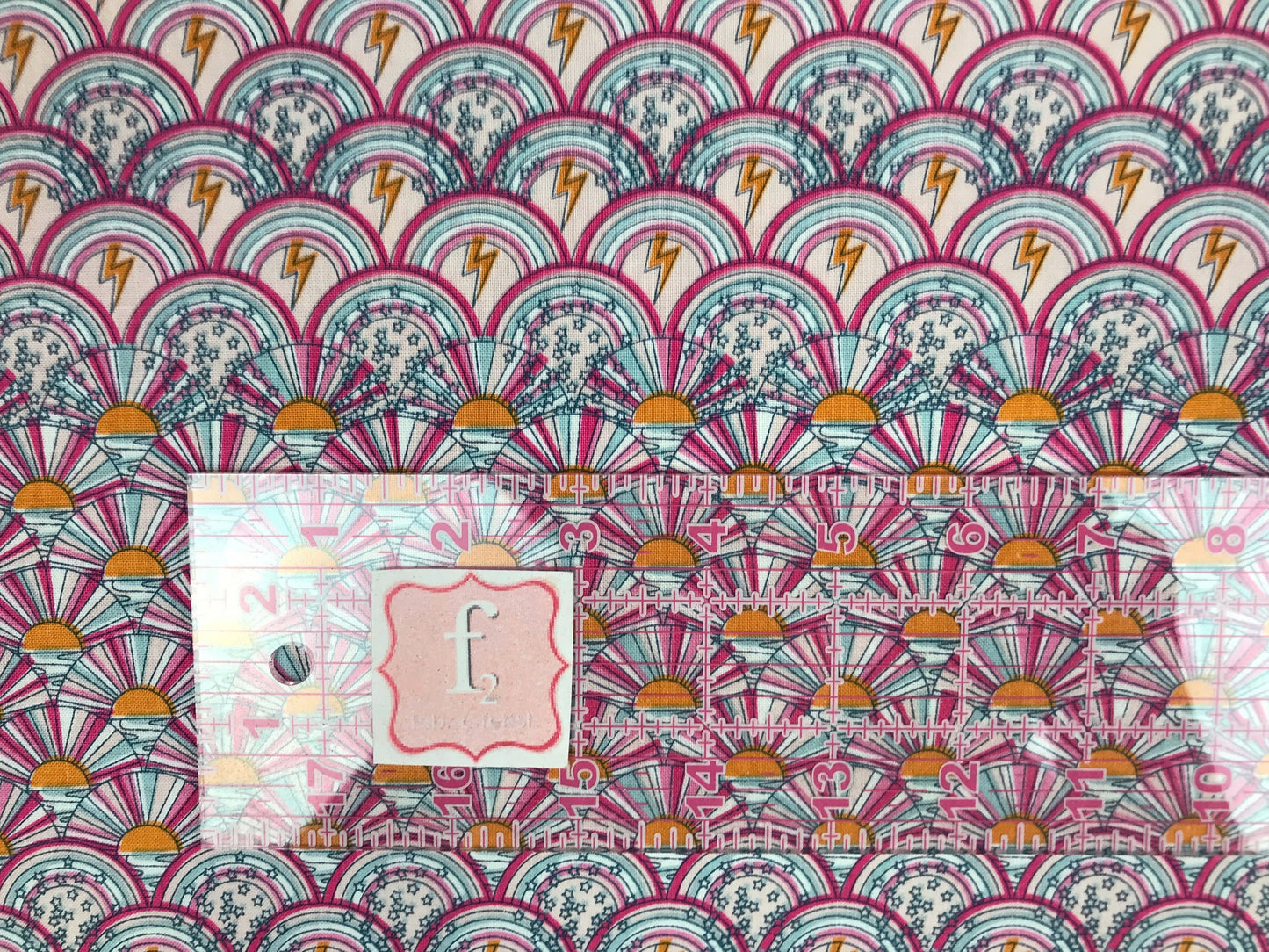 Sunshine & Rainbow Pink Multi Dreamscape Josephine Kimberling Figo Fabrics 100% Quilters Cotton Fabric Fetish