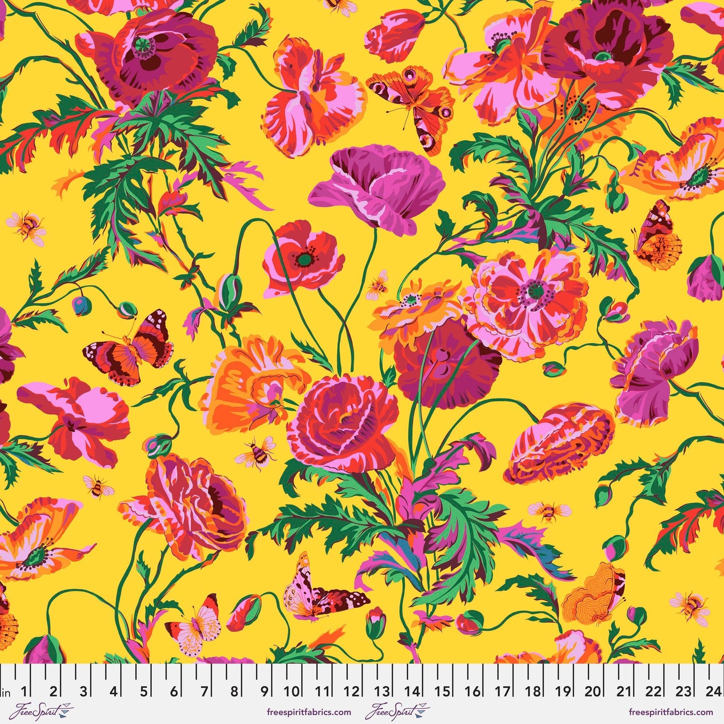 Meadow Yellow August 2022 Philip Jacobs Kaffe Fassett Collective 100% Quilters Cotton Fabric Fetish